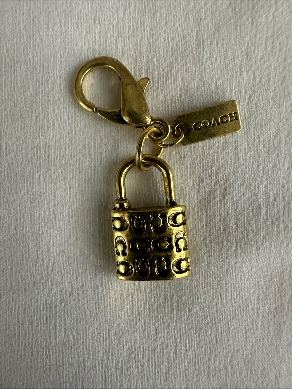 COACH Gold Padlock mini Charm Keychain
